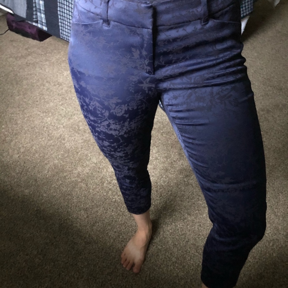 Blue, black lace pixie mid-rise pants